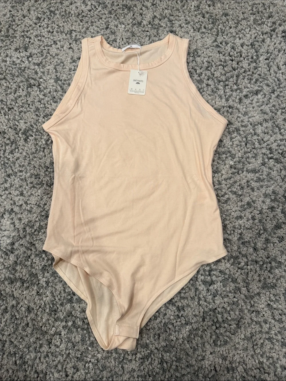 Blush Pink Ribbed Tank Bodysuit